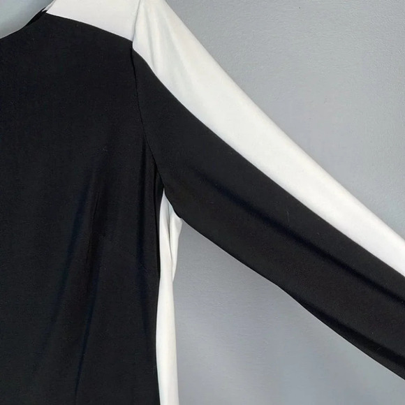LAUREN Ralph Lauren Long Sleeve Dress Black White Bateau Neck Classic Size 10 - Picture 5 of 10